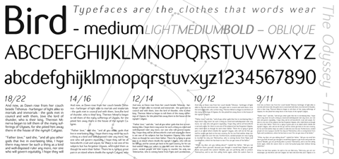 Bird Font - Light, Medium and Bold / Roman and Oblique